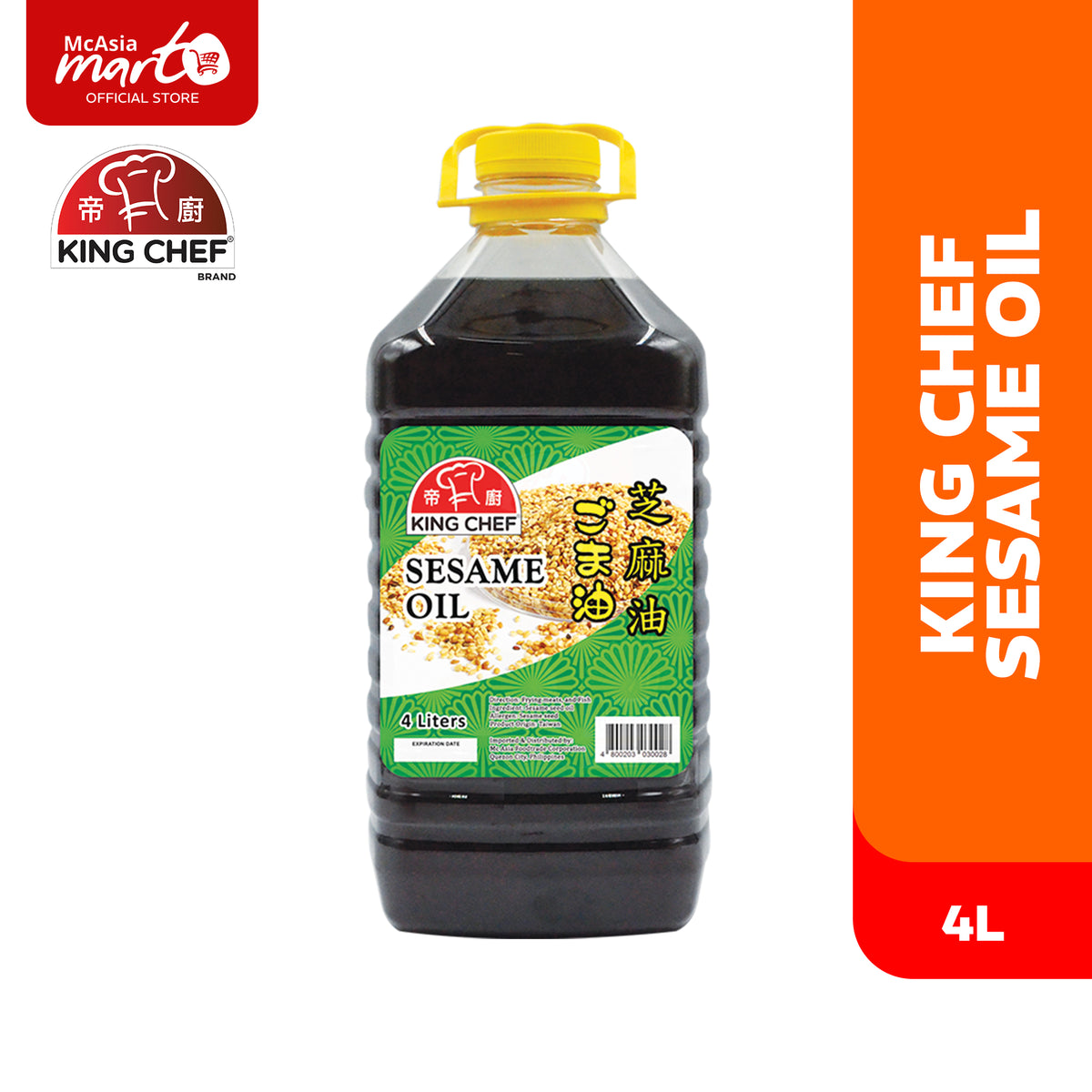 Shop King Chef Sesame Oil 4L at McAsia Mart You're GoTo Asian