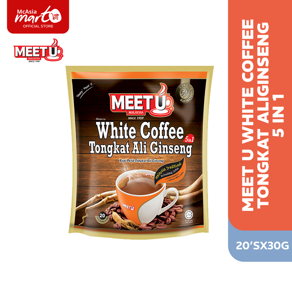 MEET U WHITE COFFEE TONGKAT ALI GINSENG 5IN1 (20'sx30G)