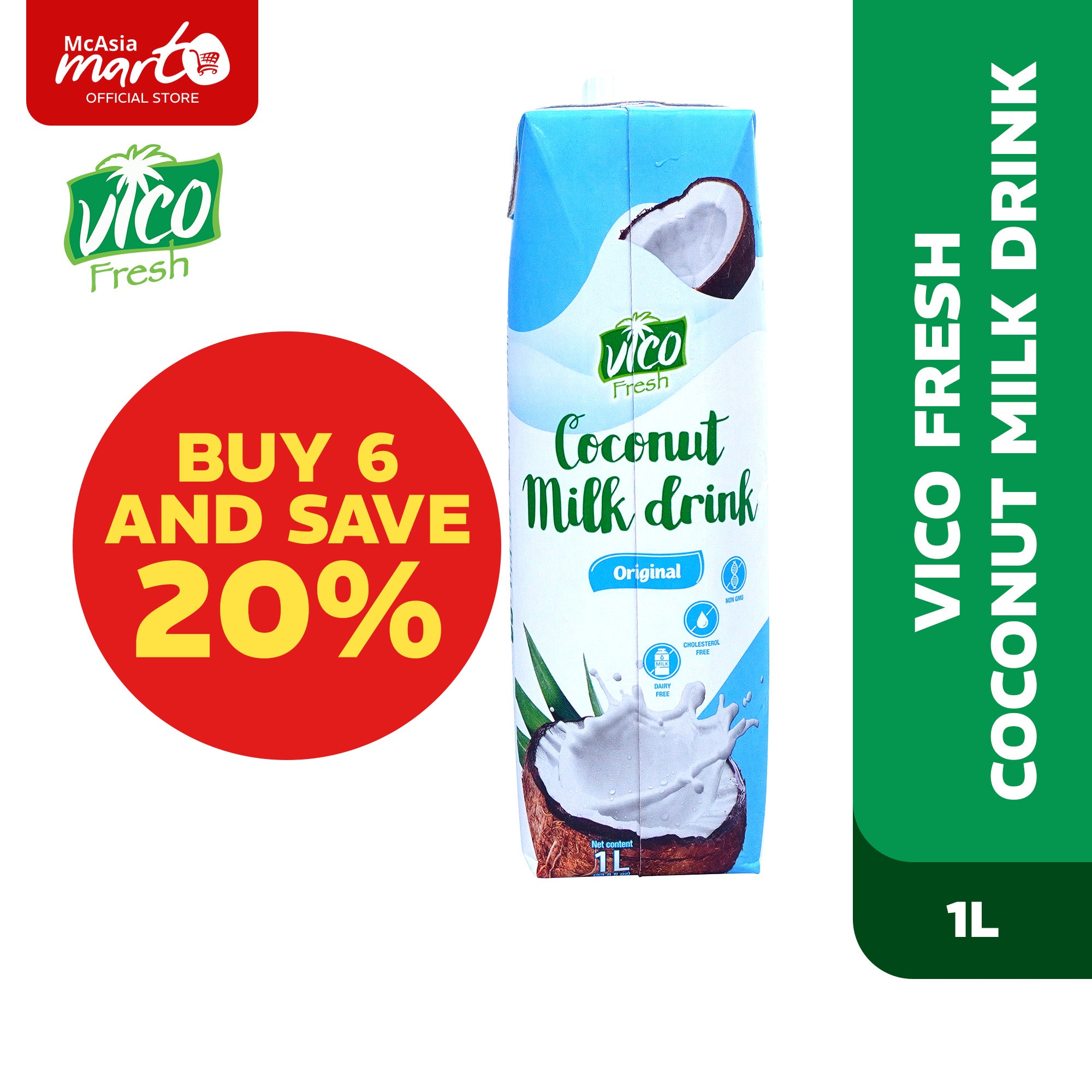 VICO FRESH COCONUT MILK DRINK 1L BUY 6 SAVE 20 McAsia Mart